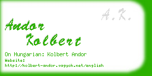 andor kolbert business card